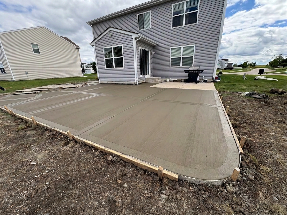 New concrete patio and driveway project