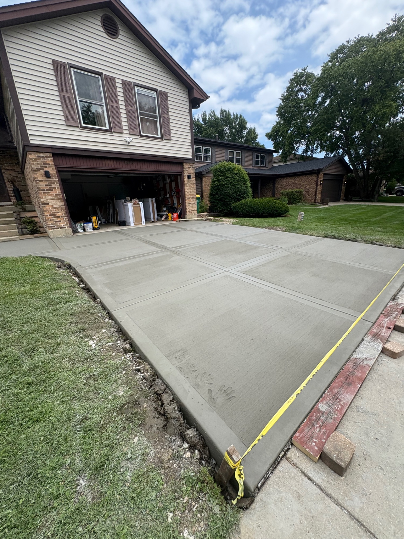 Finished concrete driveway