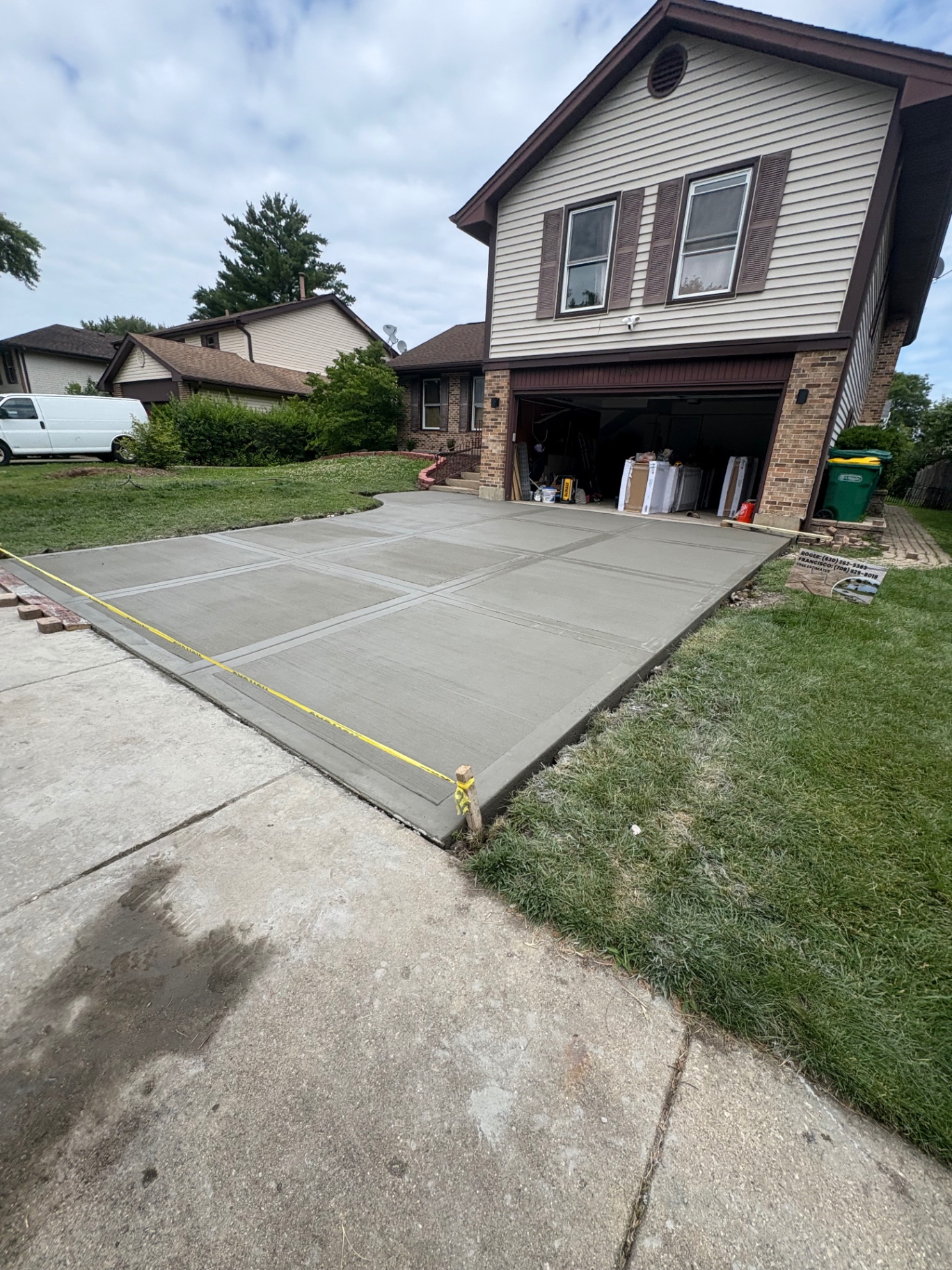Finished concrete driveway