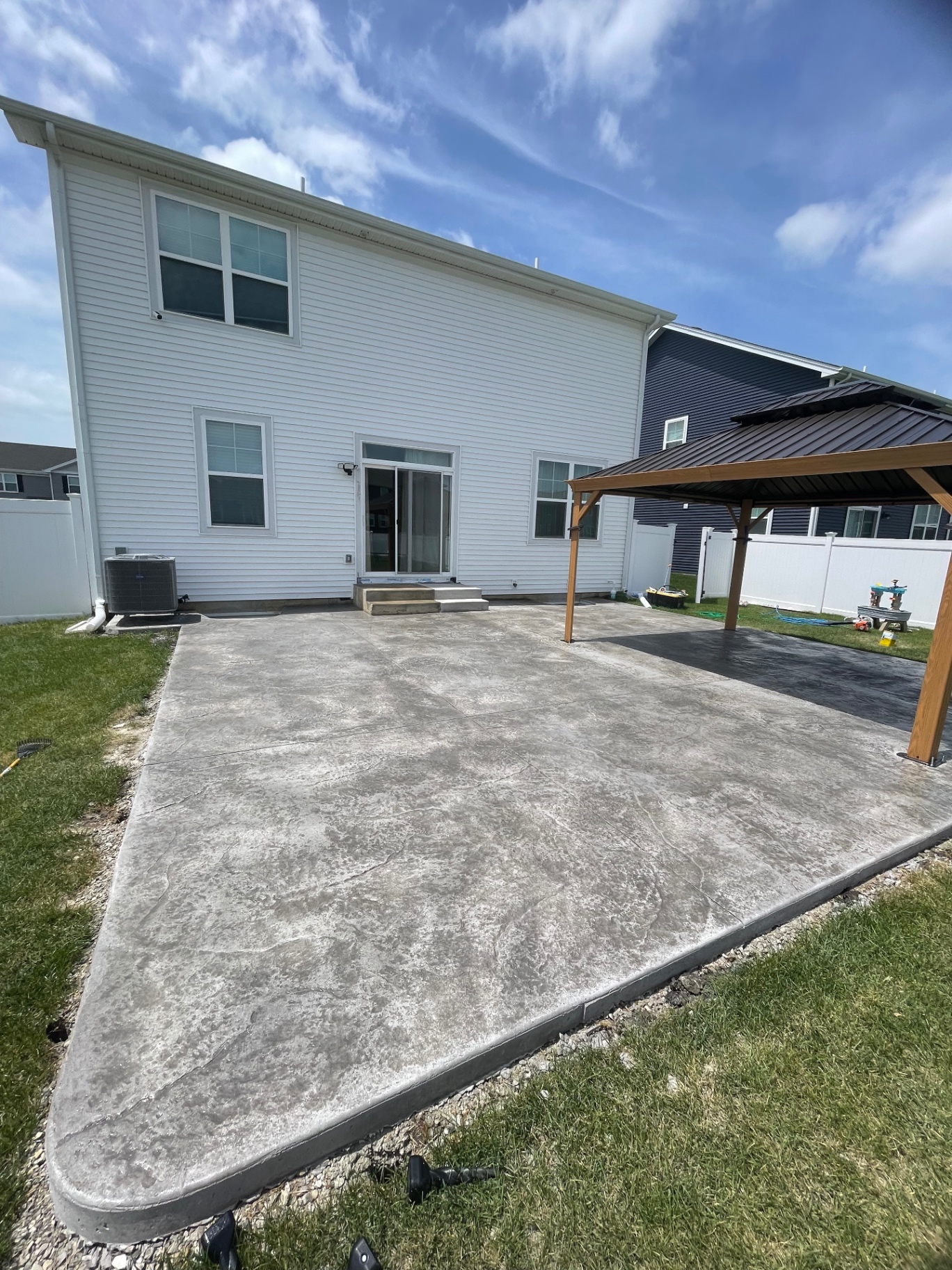 Stamped concrete patio finish detail